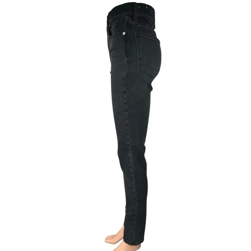 Madewell Women's Black 11" High Rise Skinny Stretch Ankle Denim Jeans Pants 27 - Picture 2 of 6